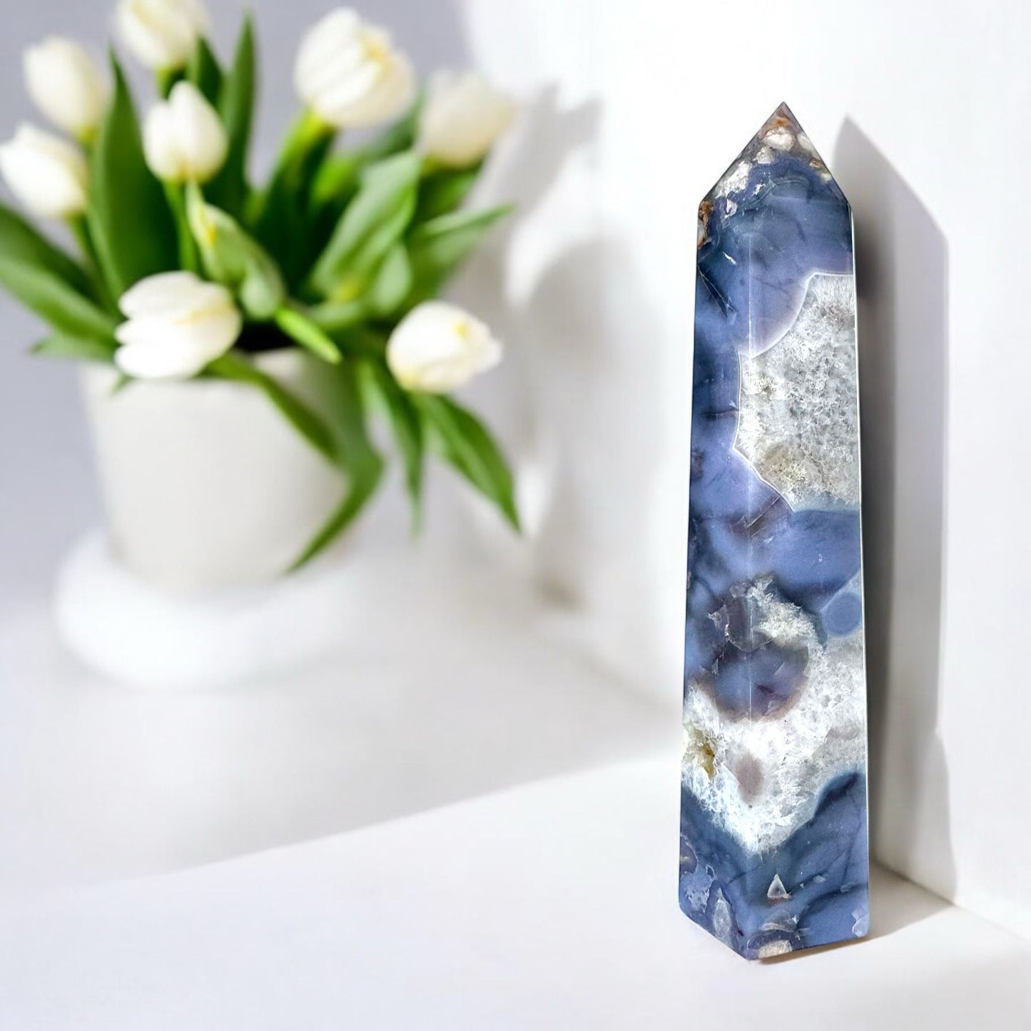 Tour d’agate fleur bleue