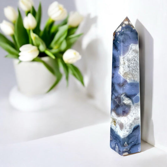 Tour d’agate fleur bleue